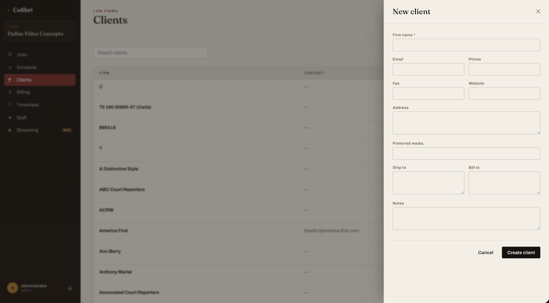 Colibri Reporting — videographer scheduling and billing platform