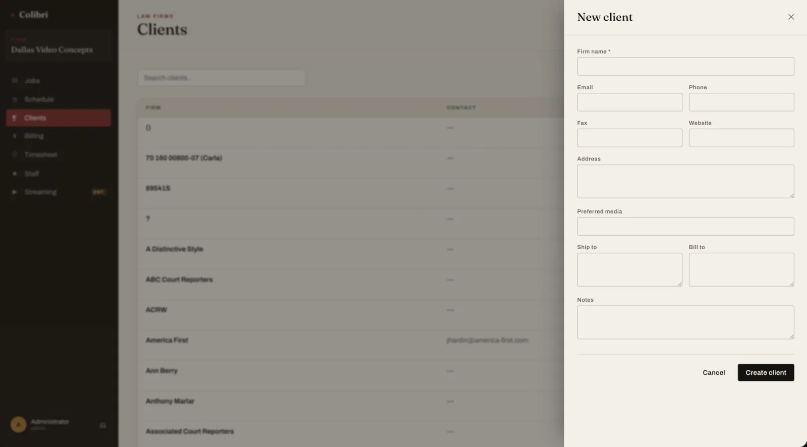 Colibri Reporting — videographer scheduling and billing platform
